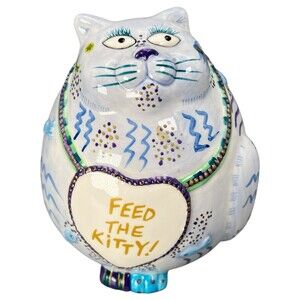 Fitz & Floyd Cash Critters Feed The Kitty Cat Bank Ceramic Essentials
